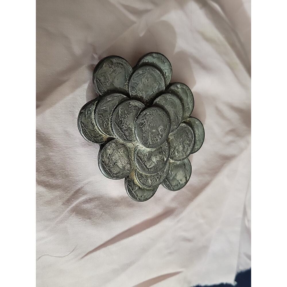 Vintage • CJ Inc 1986 Pewter Belt Buckle Faux Stacked Buffalo Nickels USA